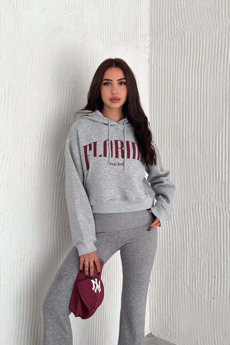 HOODIE FLORIDA FOR WOMEN IN WHITE COLOR GREY/GRI - 1