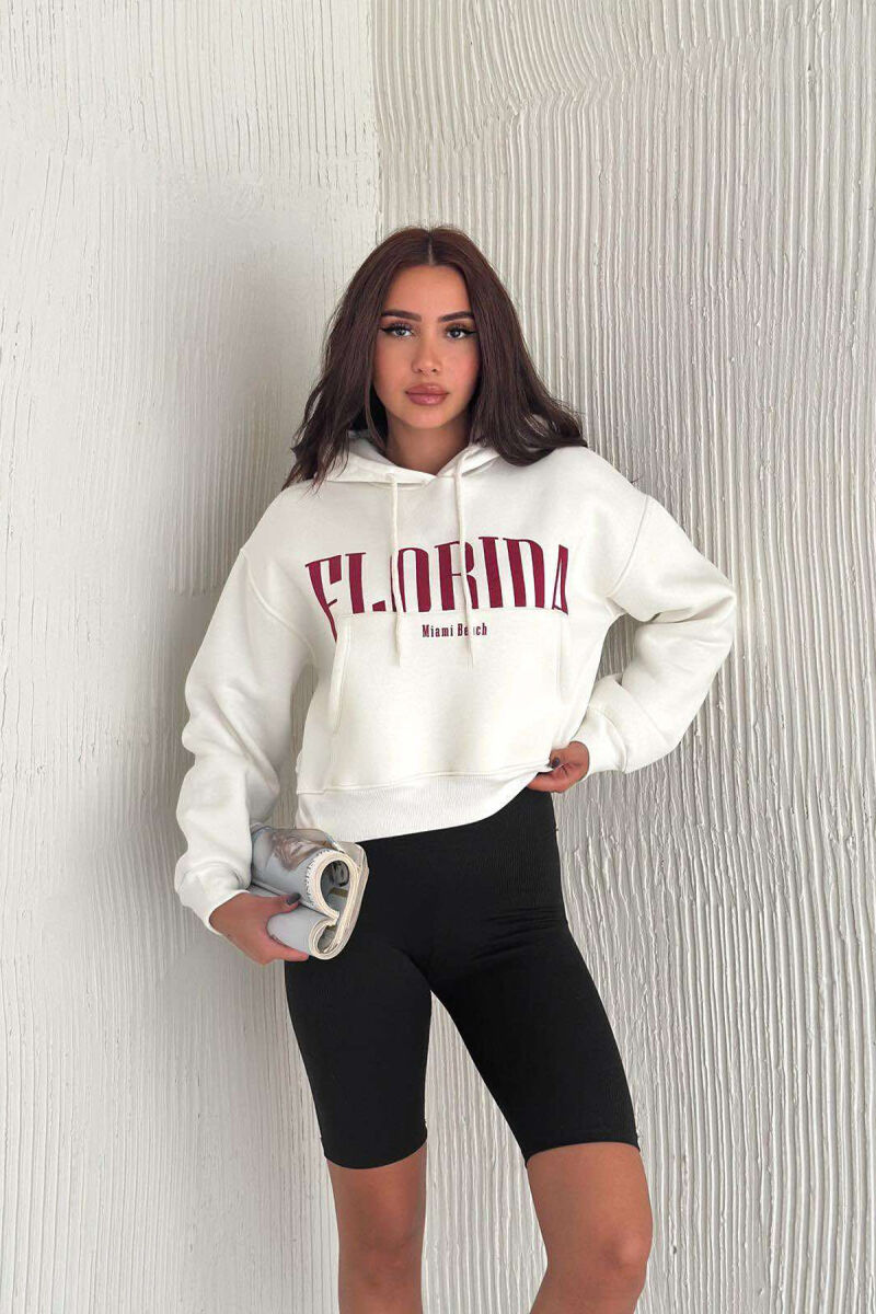 HOODIE FLORIDA FOR WOMEN IN WHITE COLOR WHITE-E BARDHE - 1