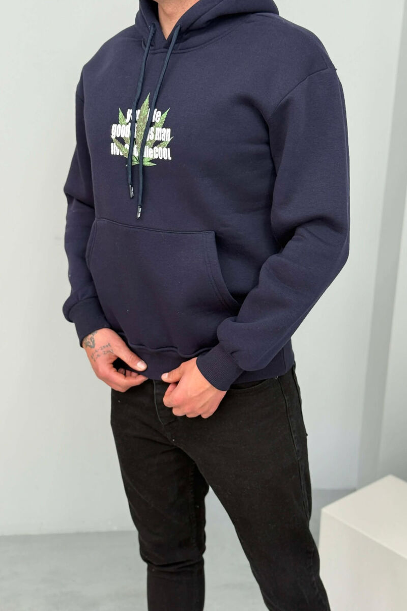 HOODIE ME IMAZH PARA&PAS DHE PUSH PER MESHKUJ NE NGJYRE BLU TE ERRET - 1