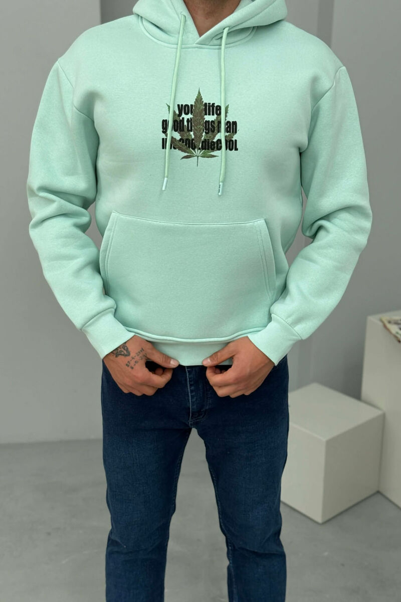 HOODIE ME IMAZH PARA&PAS DHE PUSH PËR MESHKUJ NË NGJYRË MENTE - 1