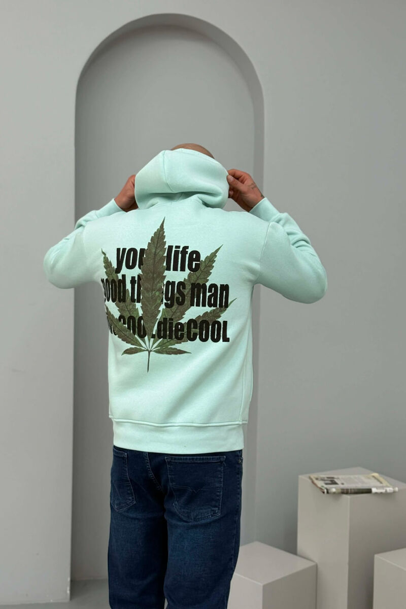 HOODIE ME IMAZH PARA&PAS DHE PUSH PËR MESHKUJ NË NGJYRË MENTE - 5