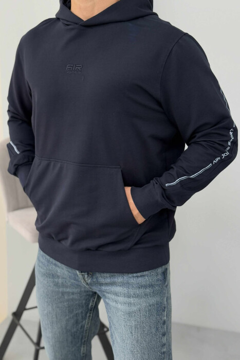 HOODIE ME LOGO TË THJESHTË TË VOGËL PARA PËR MESHKUJ NË NGJYRËN BLU - 4