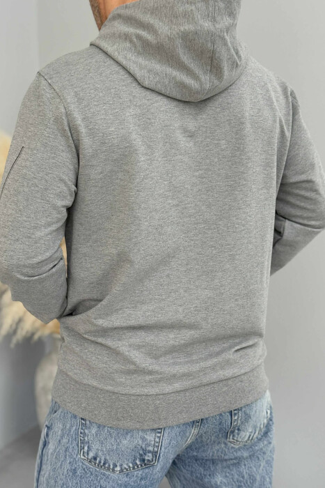 HOODIE ME LOGO TË THJESHTË TË VOGËL PARA PËR MESHKUJ NË NGJYRËN GRI - 2