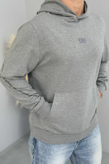 HOODIE ME LOGO TË THJESHTË TË VOGËL PARA PËR MESHKUJ NË NGJYRËN GRI - 3