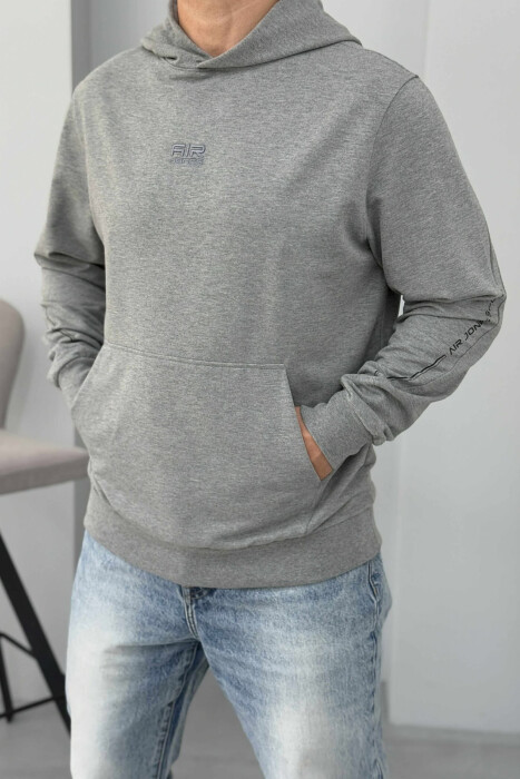 HOODIE ME LOGO TË THJESHTË TË VOGËL PARA PËR MESHKUJ NË NGJYRËN GRI - 4