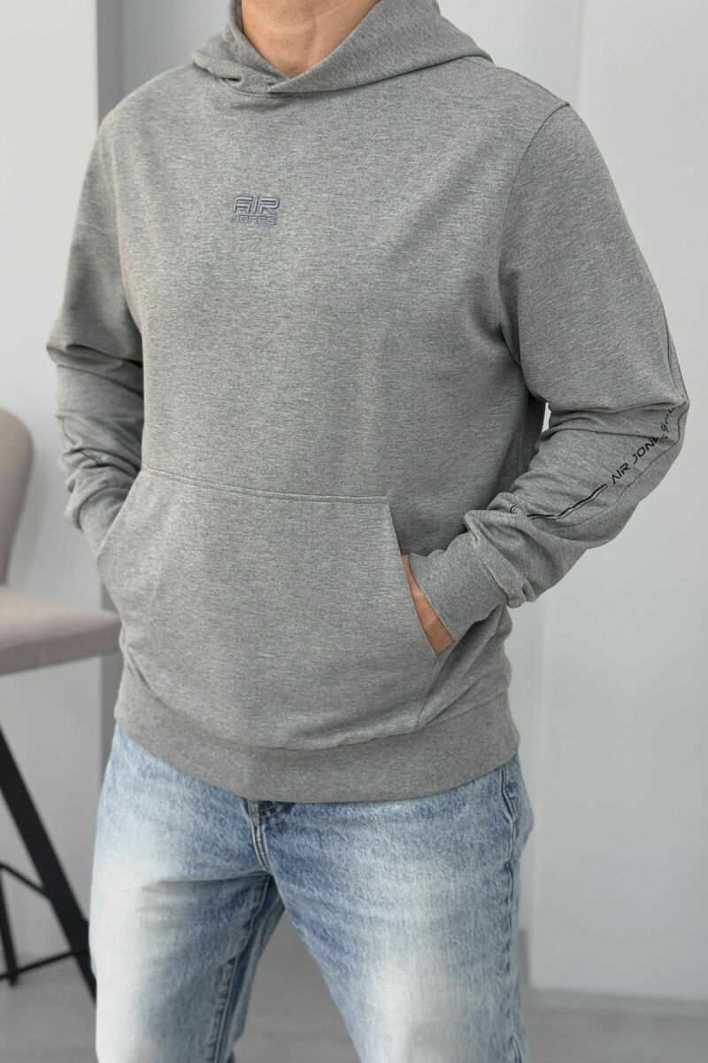 HOODIE ME LOGO TË THJESHTË TË VOGËL PARA PËR MESHKUJ NË NGJYRËN GRI - 4