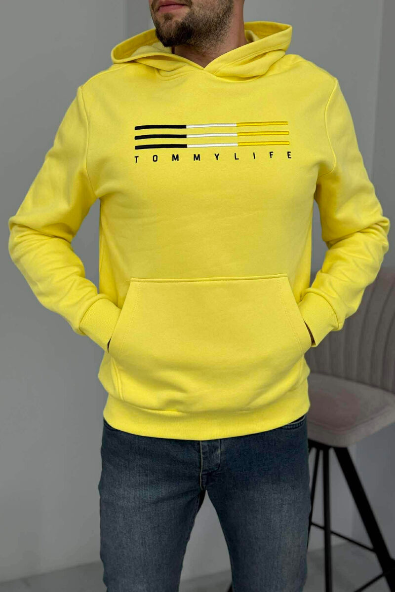 HOODIE ME PUSH DHE ME LOGO PARA PËR MESHKUJ NË NGJYRËN E VERDHË - 5