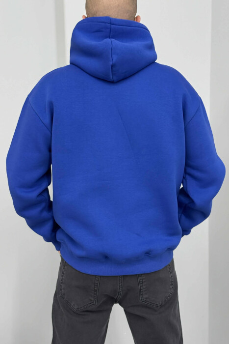 HOODIE ME PUSH DHE ME LOGO TË THJESHTË NYC PARA PËR MESHKUJ NË NGJYRËN BLU - 5