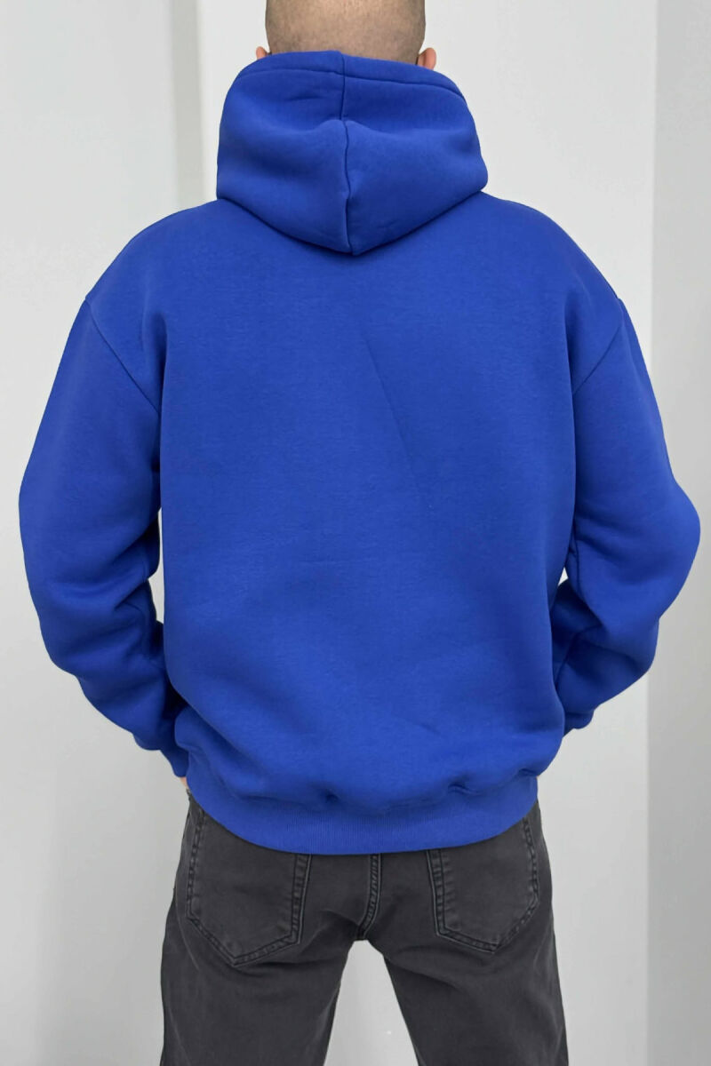 HOODIE ME PUSH DHE ME LOGO TË THJESHTË NYC PARA PËR MESHKUJ NË NGJYRËN BLU - 5