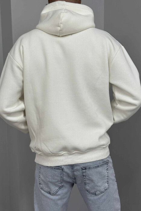 HOODIE ME PUSH DHE ME LOGO TË THJESHTË NYC PARA PËR MESHKUJ NË NGJYRËN E BARDHË - 3