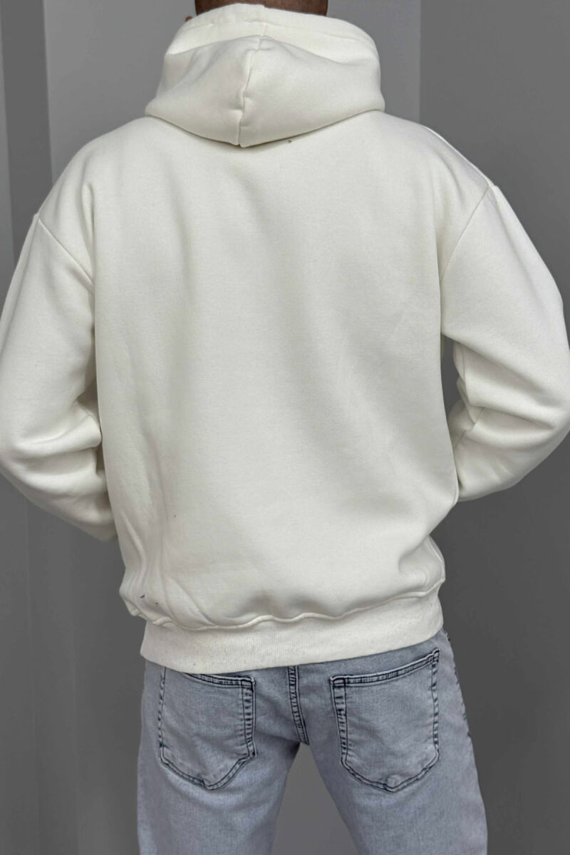 HOODIE ME PUSH DHE ME LOGO TË THJESHTË NYC PARA PËR MESHKUJ NË NGJYRËN E BARDHË - 3