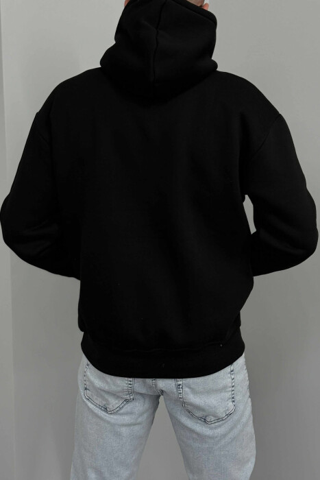 HOODIE ME PUSH DHE ME LOGO TË THJESHTË NYC PARA PËR MESHKUJ NË NGJYRËN E ZEZË - 3