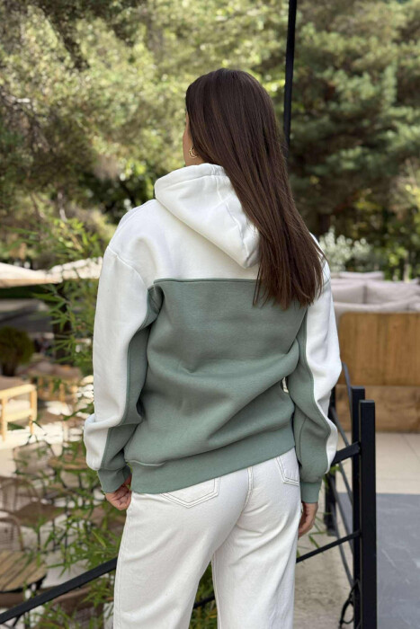 HOODIE ME PUSH DHE ME LOGO TË VOGËL PËR FEMRA NË NGJYRËN MENTE - 3