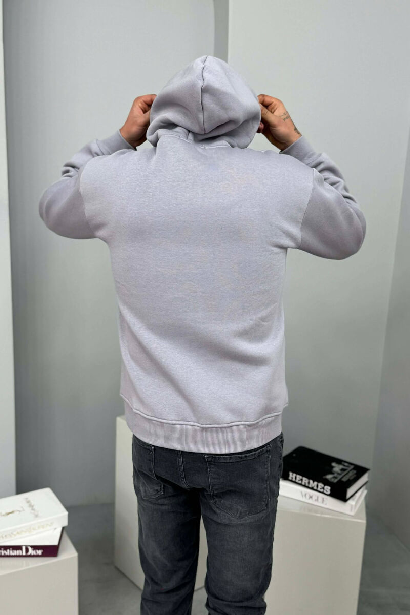 HOODIE ME PUSH DHE ME SHKRIM PARA PËR MESHKUJ NË NGJYRE GRI - 4