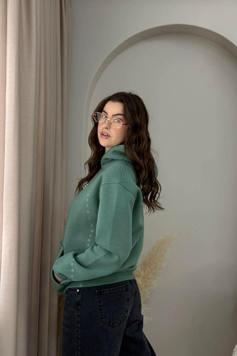 HOODIE ME PUSH DHE SHKRIME NE PJESEN PARA PER FEMRA NE NGJYRE MENTE - 2