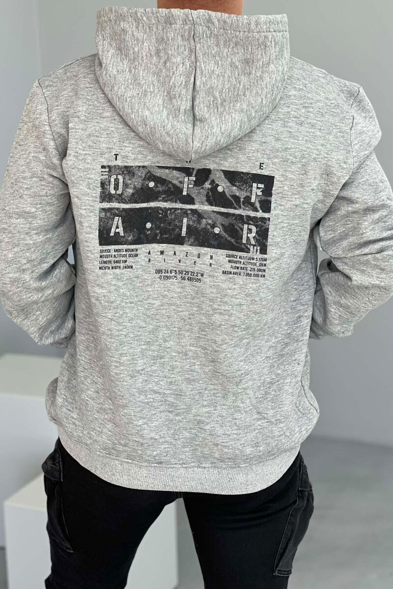 HOODIE ME PUSH DHE XHEPA PËR MESHKUJ NË NGJYRËN GRI E ZBARDHUR - 4