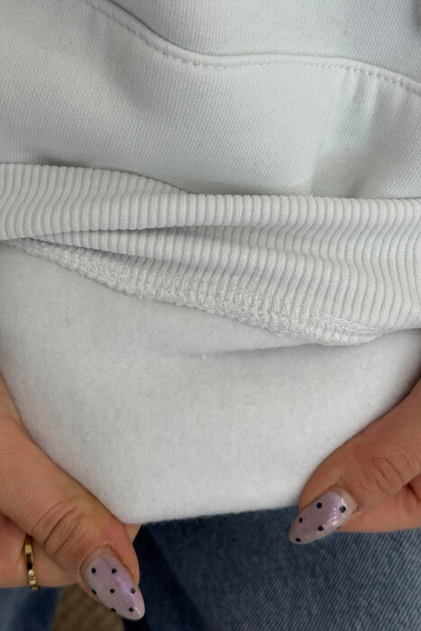 HOODIE ME PUSH ME SHKRIME NE PJESEN E PASME PER FEMRA NE NGJYRE TE BARDHE - 5