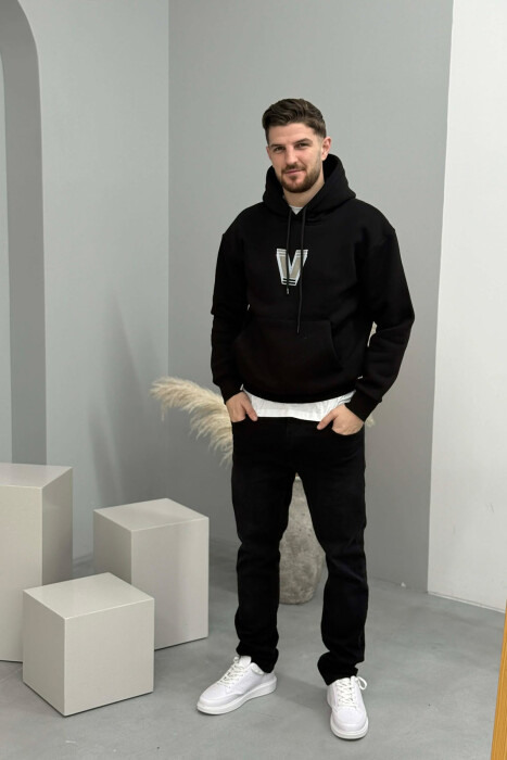 HOODIE ME PUSH ME SHKRIME NE PJESEN E PASME PER MESHKUJ NE NGJYRE TE ZEZE - 2