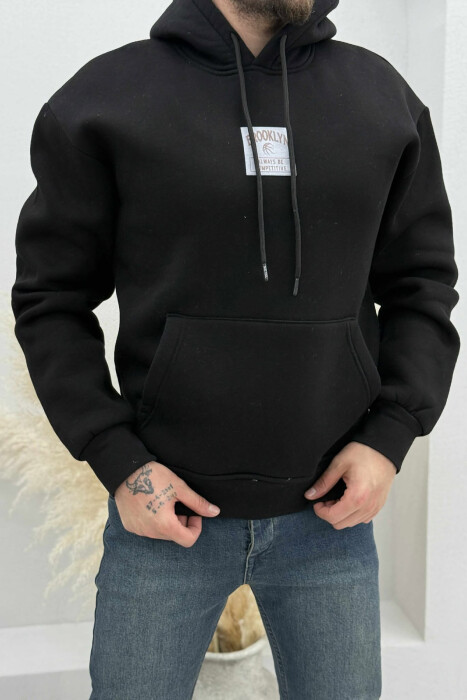 HOODIE ME PUSH NJËNGJYRËSHE DHE ME DIZANJ BASKETBOLL MBRAPA PËR MESHKUJ NË NGJYRËN E ZEZË - 3