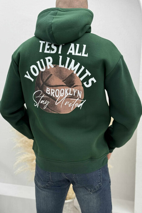 HOODIE ME PUSH NJËNGJYRËSHE DHE ME DIZANJ BASKETBOLL MBRAPA PËR MESHKUJ NË NGJYRËN JESHILE - 4