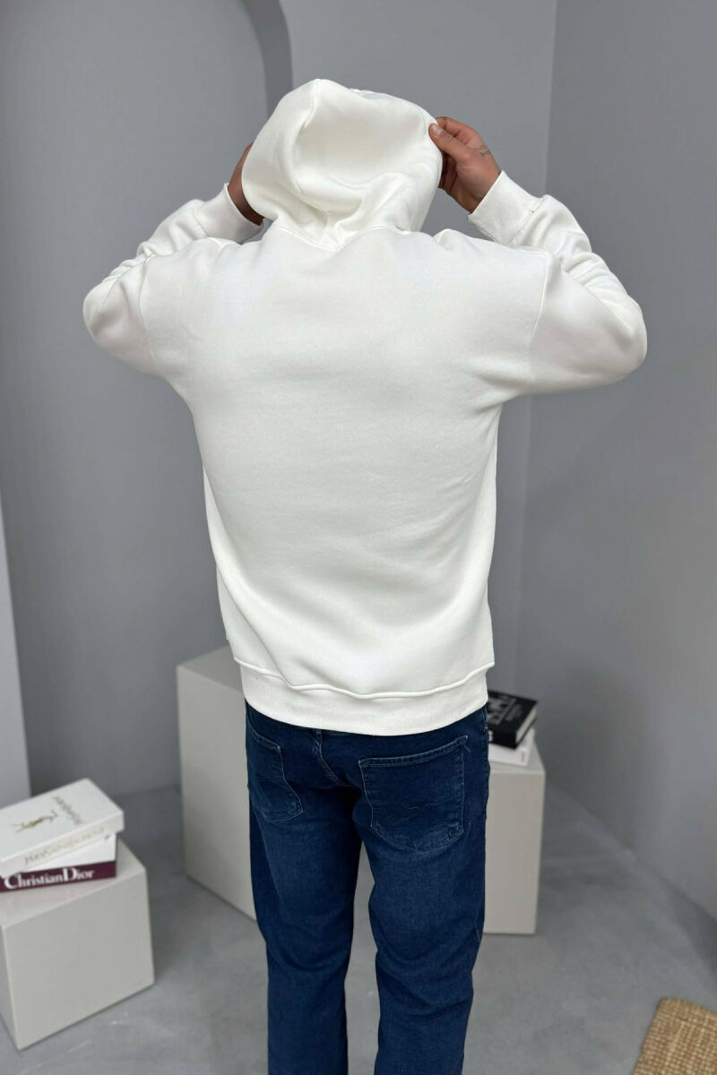 HOODIE ME PUSH NJËNGJYRËSHE DHE ME SHKRIM PARA PËR MESHKUJ NË NGJYRE TE BARDHE - 5
