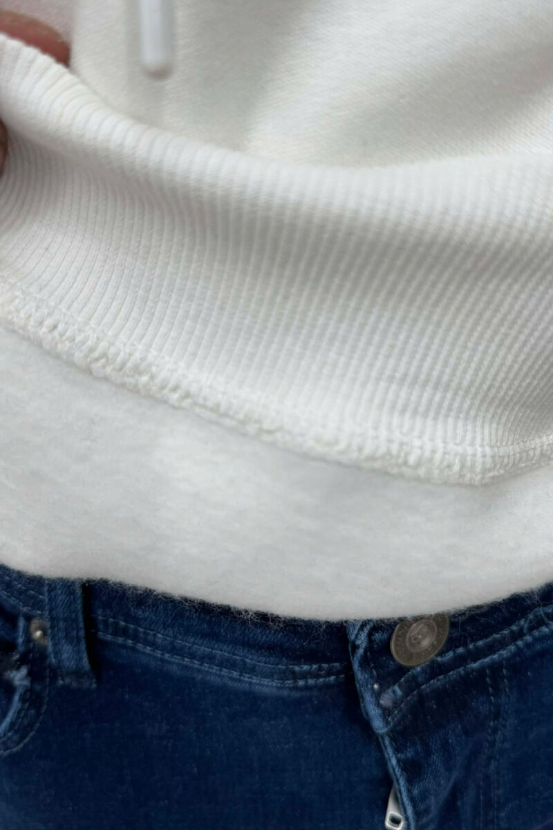 HOODIE ME PUSH NJËNGJYRËSHE DHE ME SHKRIM PARA PËR MESHKUJ NË NGJYRE TE BARDHE - 6