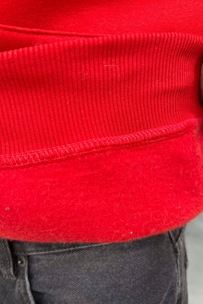 HOODIE ME PUSH NJËNGJYRËSHE DHE ME SHKRIM PARA PËR MESHKUJ NË NGJYRE TE KUQE - 5