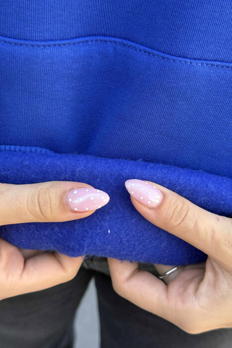 HOODIE ME PUSH NJËNGJYRËSHE DHE ME SHKRIM PARA PËR FEMRA NË NGJYRËN BLU - 5