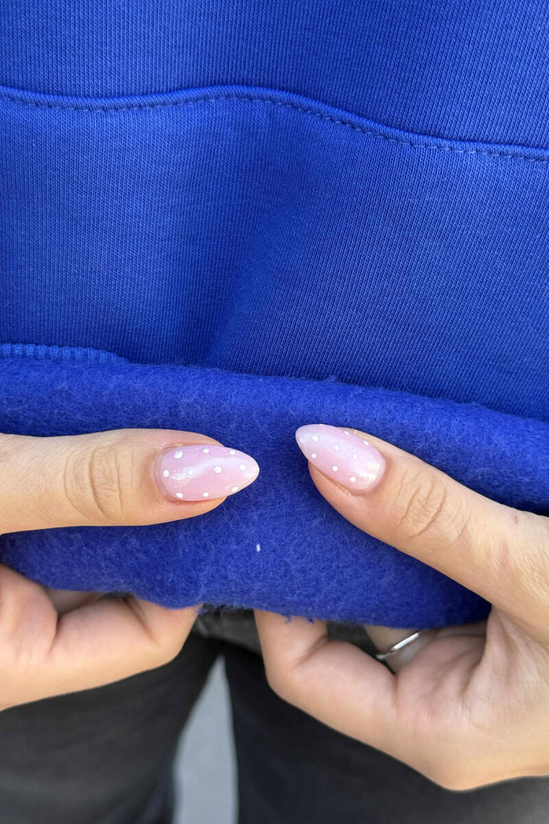 HOODIE ME PUSH NJËNGJYRËSHE DHE ME SHKRIM PARA PËR FEMRA NË NGJYRËN BLU - 5