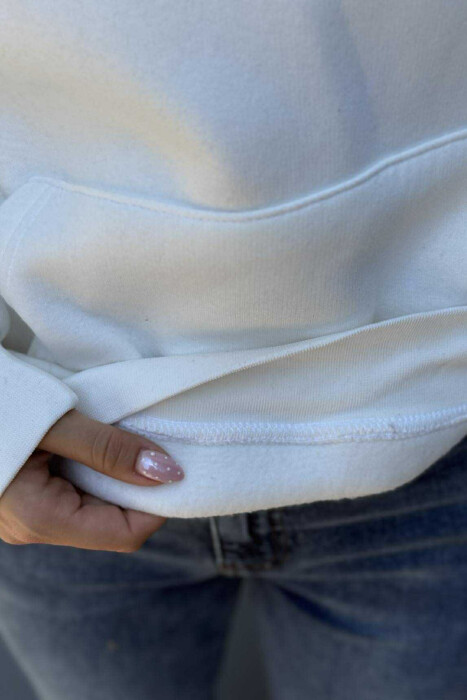 HOODIE ME PUSH NJËNGJYRËSHE DHE ME SHKRIM PARA PËR FEMRA NË NGJYRËN KREM - 5