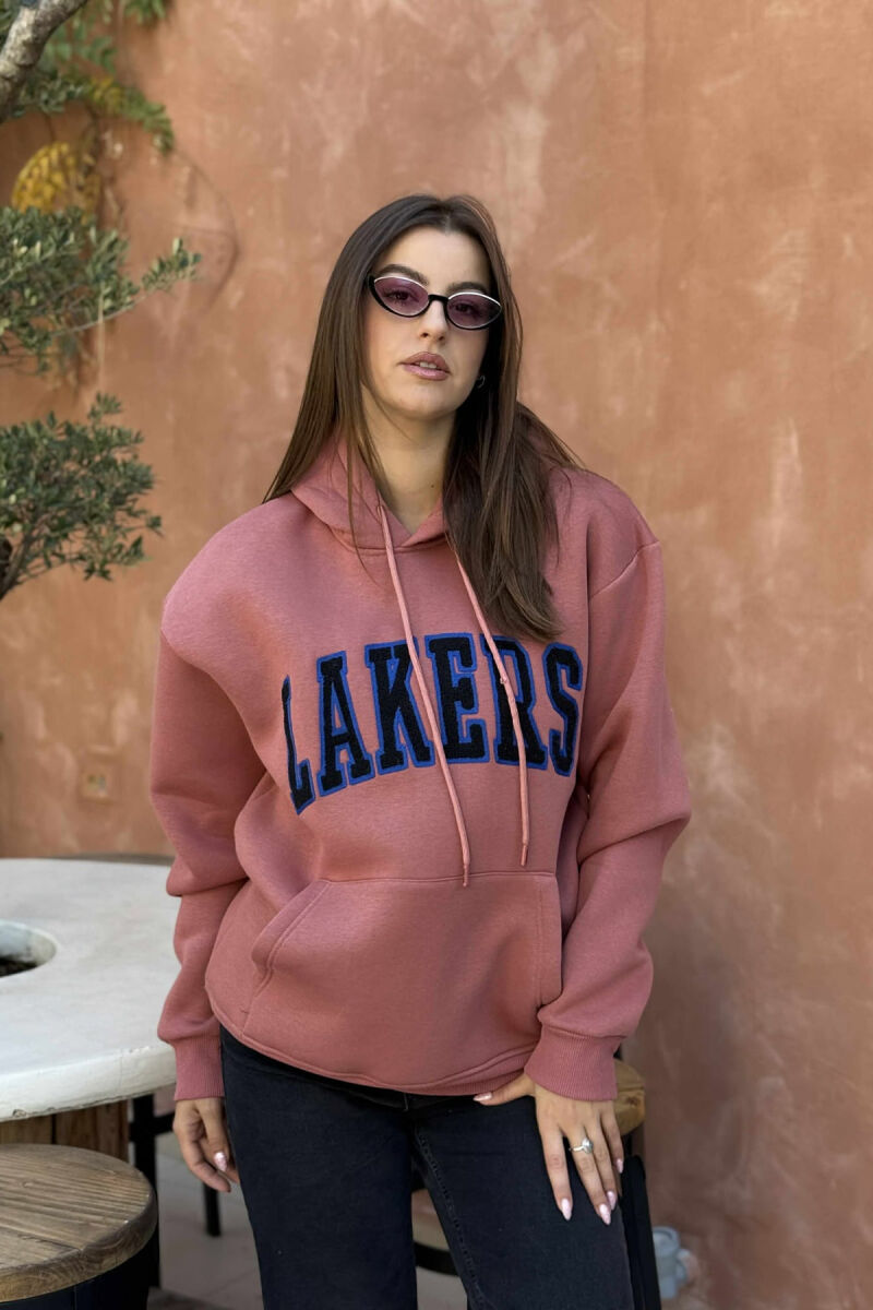 HOODIE ME PUSH NJËNGJYRËSHE DHE ME SHKRIM PARA PËR FEMRA NË NGJYRËN UTHULL - 2