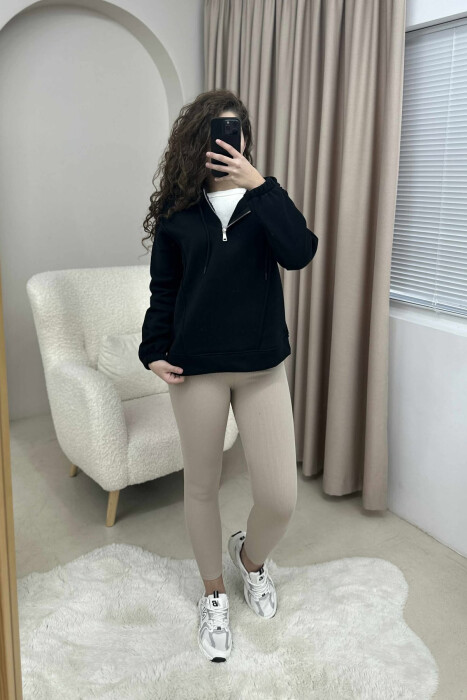 HOODIE ME PUSH PËR FEMRA NË NGJYRËN E ZEZË - 1