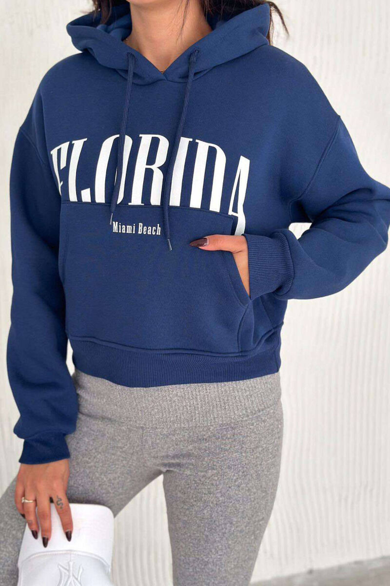 HOODIE ME SHKRIMIN FLORIDA PËR FEMRA NË NGJYRËN BLU - 2