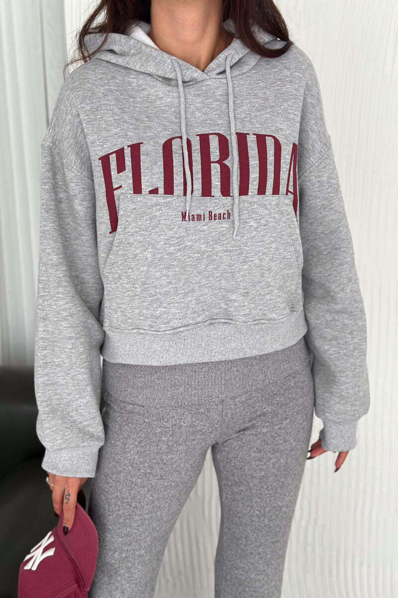 HOODIE ME SHKRIMIN FLORIDA PËR FEMRA NË NGJYRËN GRI - 2