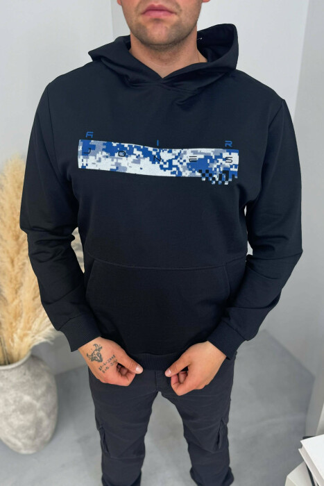 HOODIE NJË NGJYRËSHE ME DIZAJN TË THJESHTË PËR MESHKUJ NË NGJYRËN E ZEZË - 3