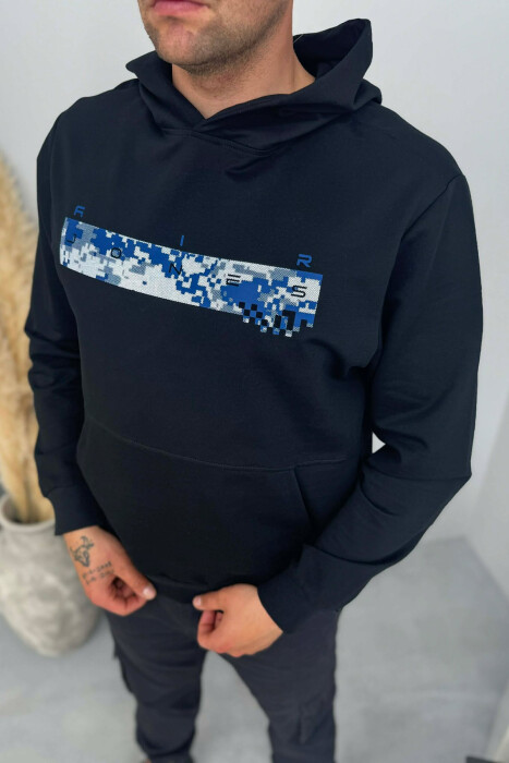 HOODIE NJË NGJYRËSHE ME DIZAJN TË THJESHTË PËR MESHKUJ NË NGJYRËN E ZEZË - 4