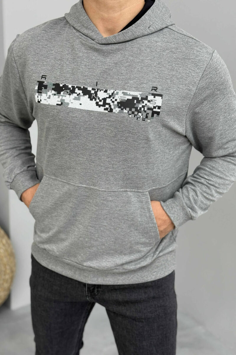 HOODIE NJË NGJYRËSHE ME DIZAJN TË THJESHTË PËR MESHKUJ NË NGJYRËN GRI - 4