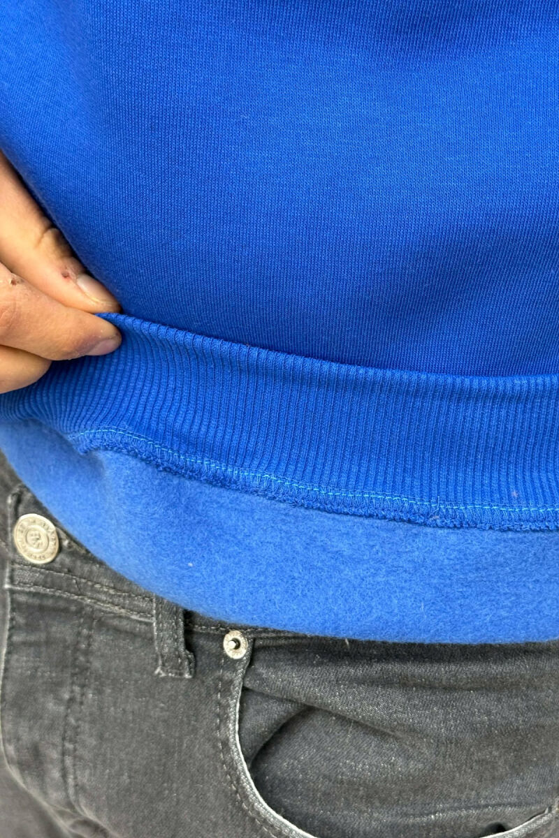 HOODIE NJE NGJYRESHE ME PUSH DHE DETAJE TE VOGLA PER MESHKUJ NE NGJYRE BLU - 5
