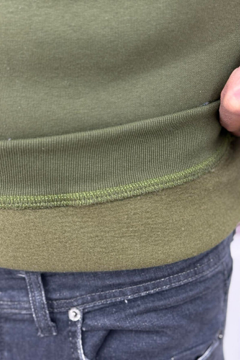 HOODIE NJE NGJYRESHE ME PUSH DHE DETAJE TE VOGLA PER MESHKUJ NE NGJYRE JESHILE - 4