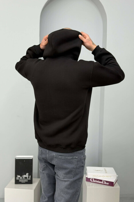 HOODIE NJE NGJYRESHE ME PUSH DHE DETAJE TE VOGLA PER MESHKUJ NE NGJYRE TE ZEZE - 5