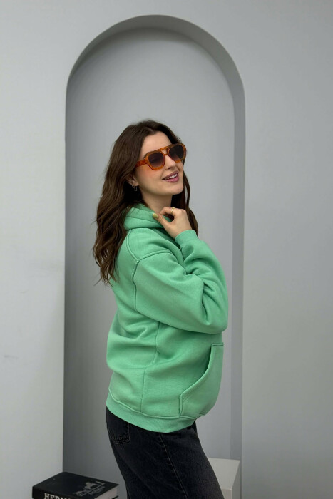 HOODIE NJE NGJYRESHE ME PUSH DHE ME SHKRIM NE PJESEN PARA PER FEMRA NE NGJYRE MENTE - 2