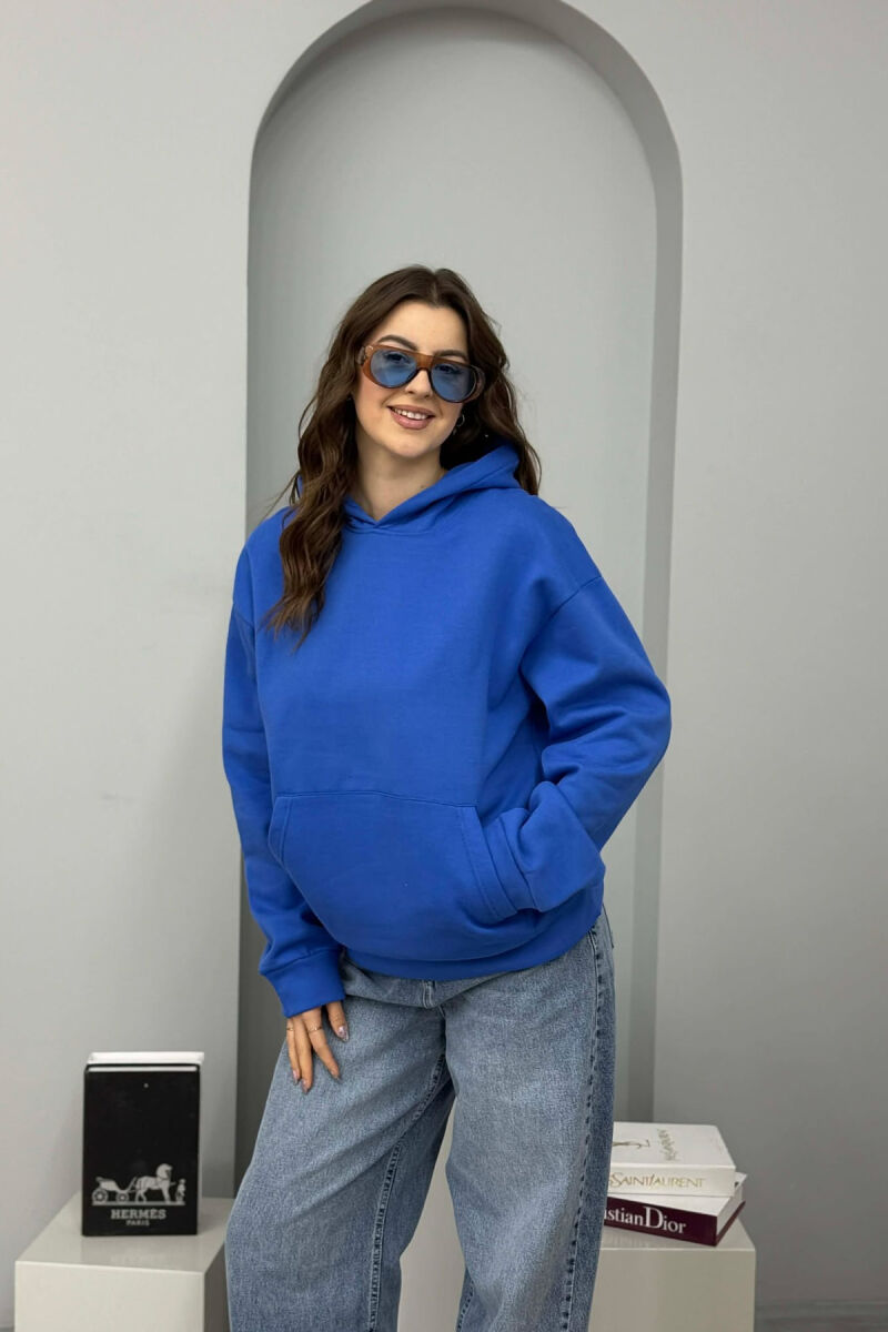 HOODIE NJE NGJYRESHE ME PUSH PER FEMRA NE NGJYRE BLU - 2