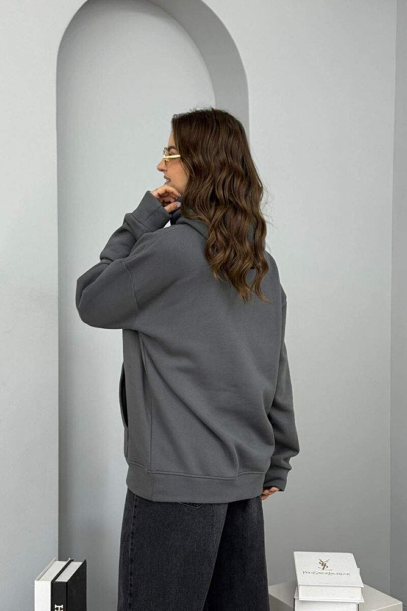 HOODIE NJE NGJYRESHE ME PUSH PER FEMRA NE NGJYRE GRI TE ERRET - 3