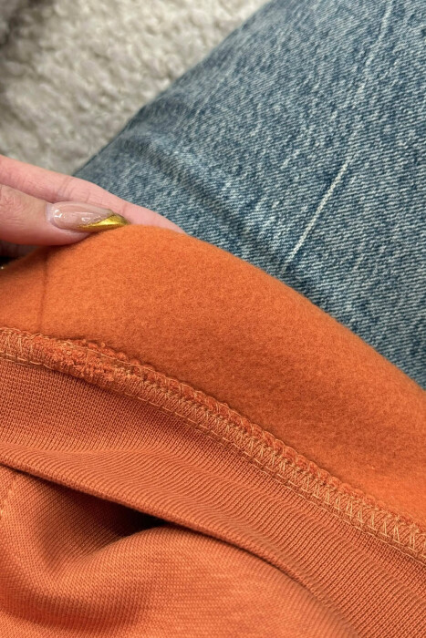 HOODIE NJE NGJYRESHE ME PUSH PER FEMRA NE NGJYRE PORTOKALLI - 5