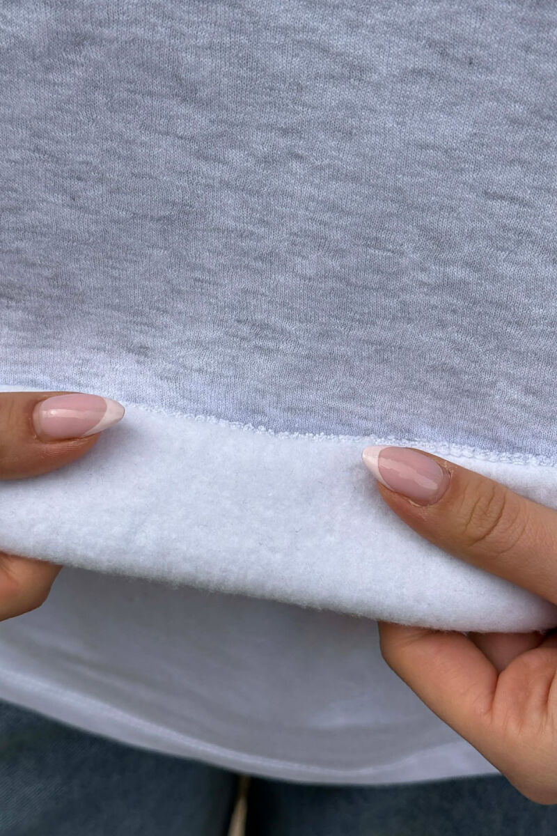 HOODIE NJE NGJYRESHE ME PUSH PER FEMRA NE NGJYREN GRI TE ZBARDHUR - 4