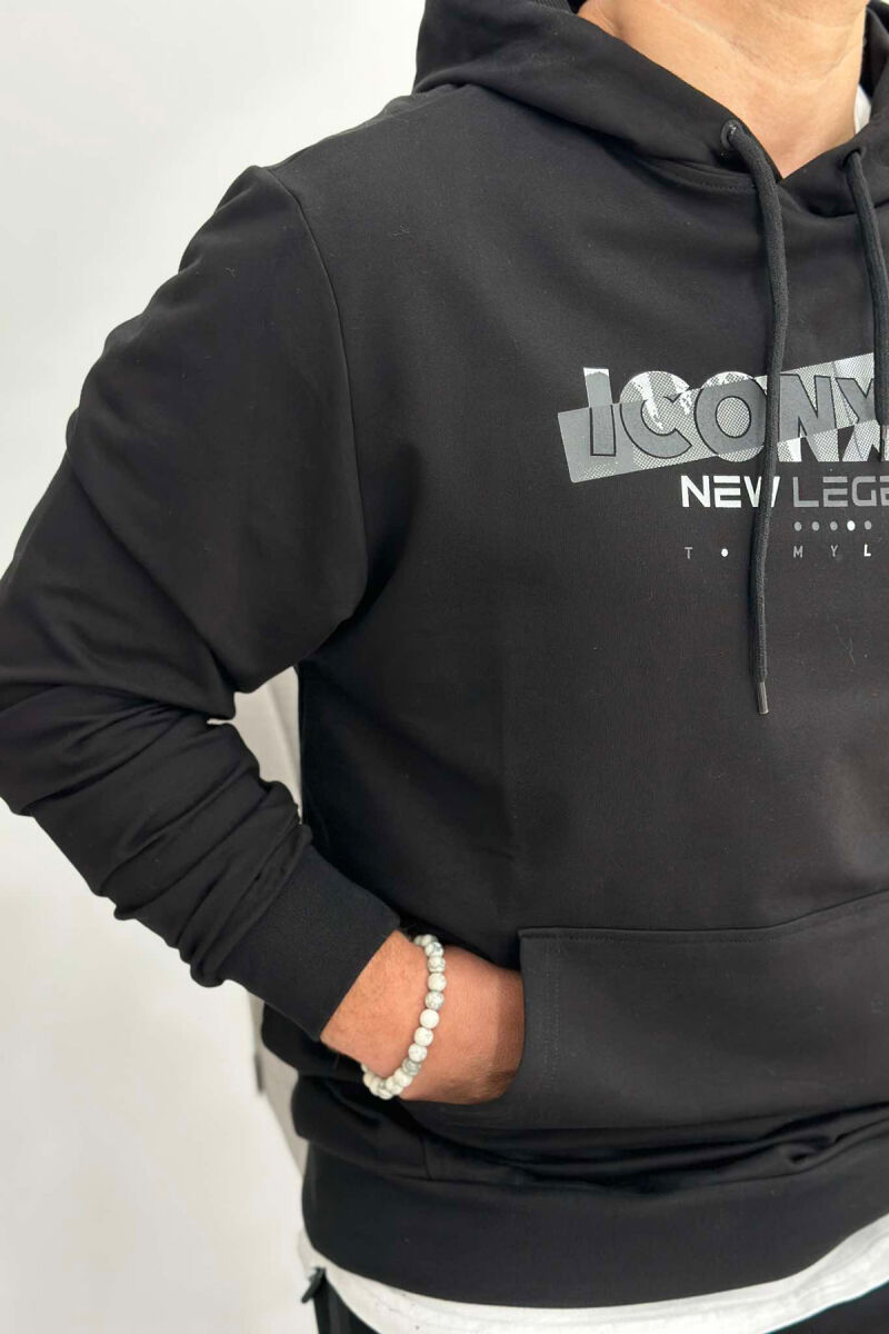 HOODIE NJË NGJYRËSHE ME SHKRIM NEW LEGEND NË NGJYRË TË ZEZË - 4