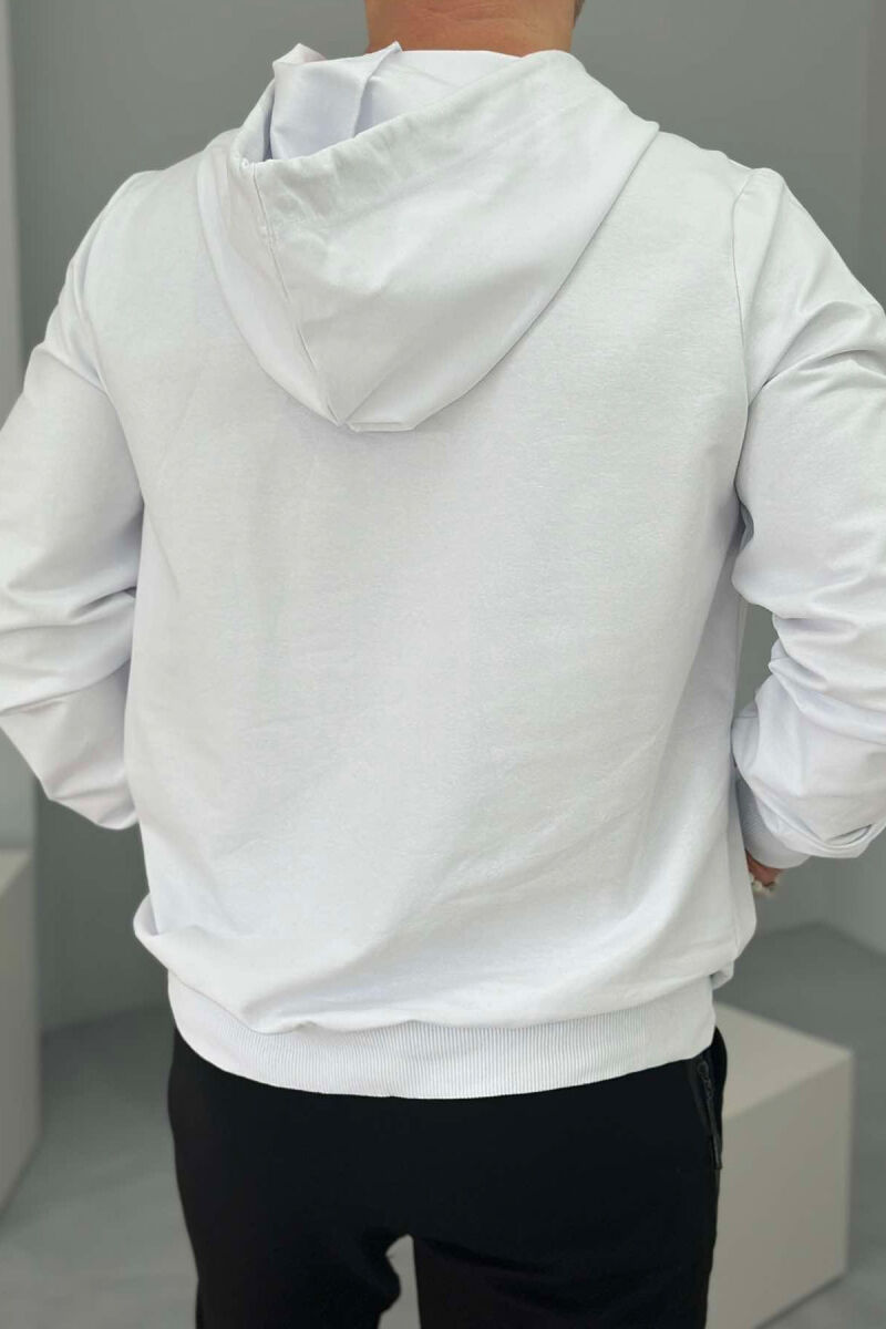 HOODIE NJË NGJYRËSHE PËR MESHKUJ ME SHKRIM PARA NË NGJYRËN E BARDHË - 4