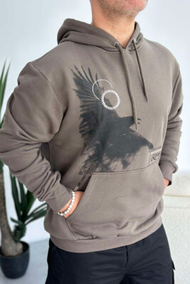 HOODIE NJË NGJYRËSHE PËR MESHKUJ NË NGJYRË ULLIRI 