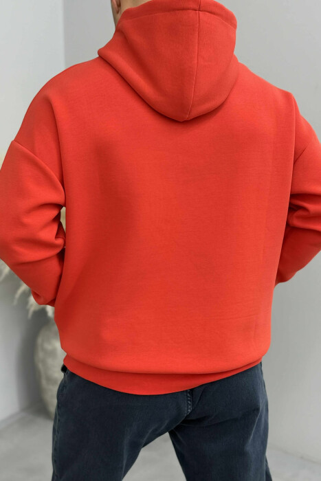 HOODIE NJËNGJYRËSHE ME DIZANJ PARA PËR MESHKUJ NË NGJYRËN E KUQE - 2