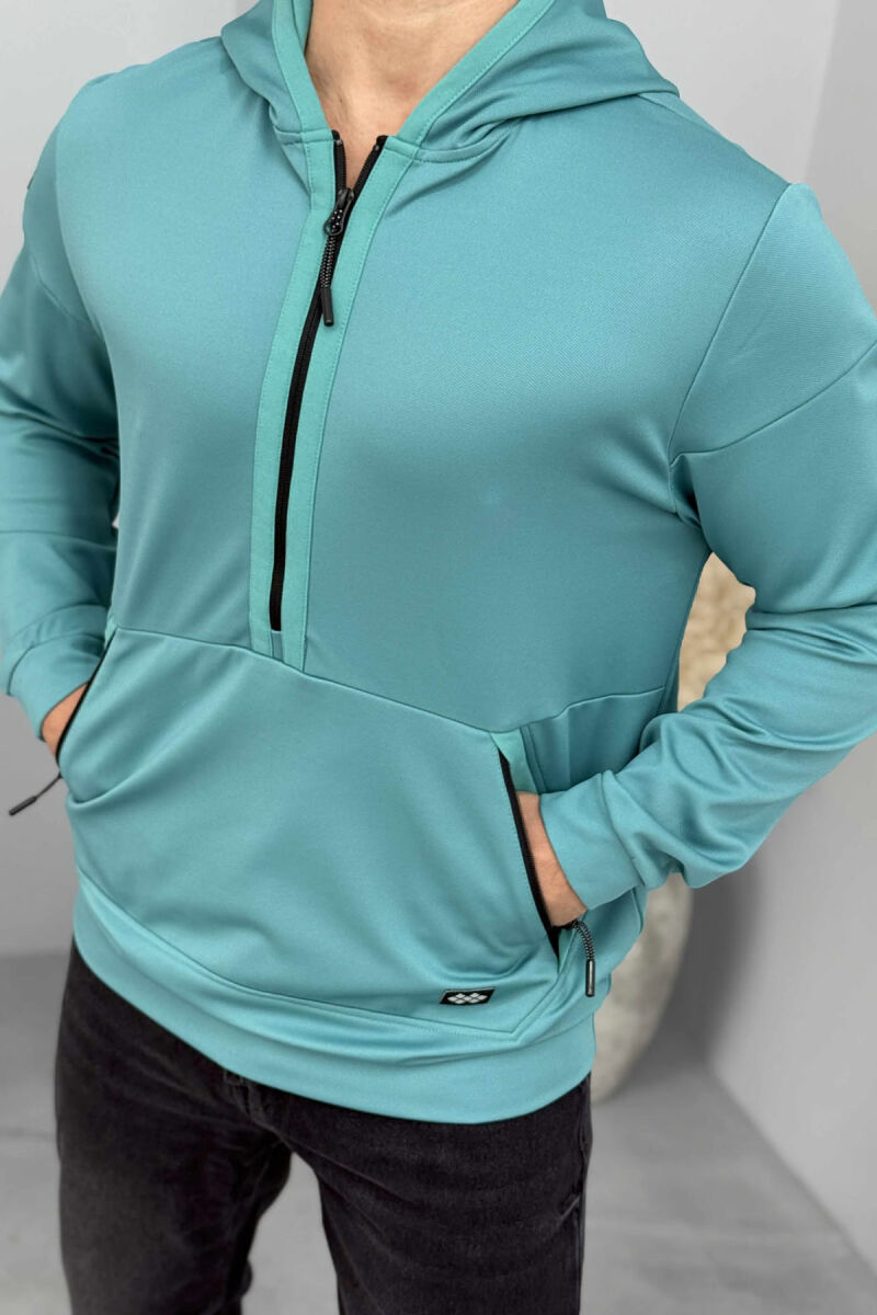 HOODIE NJËNGJYRËSHE ME JAKË ME ZINXHIR PËR MESHKUJ NË NGJYRËN GURKALI - 1